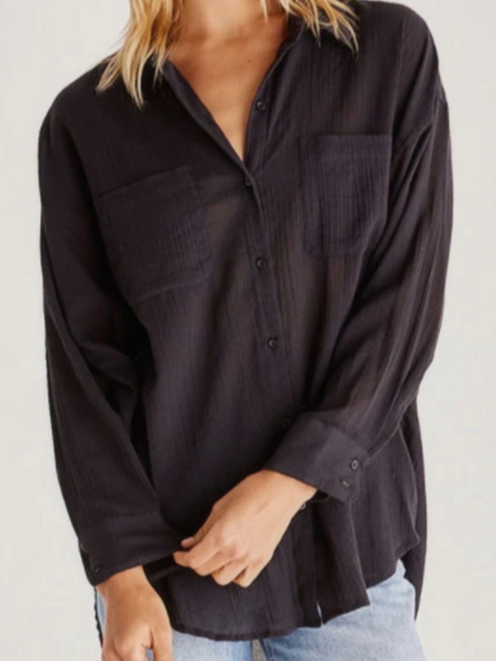 Z Supply Black Lightweight Button-Down Shirt